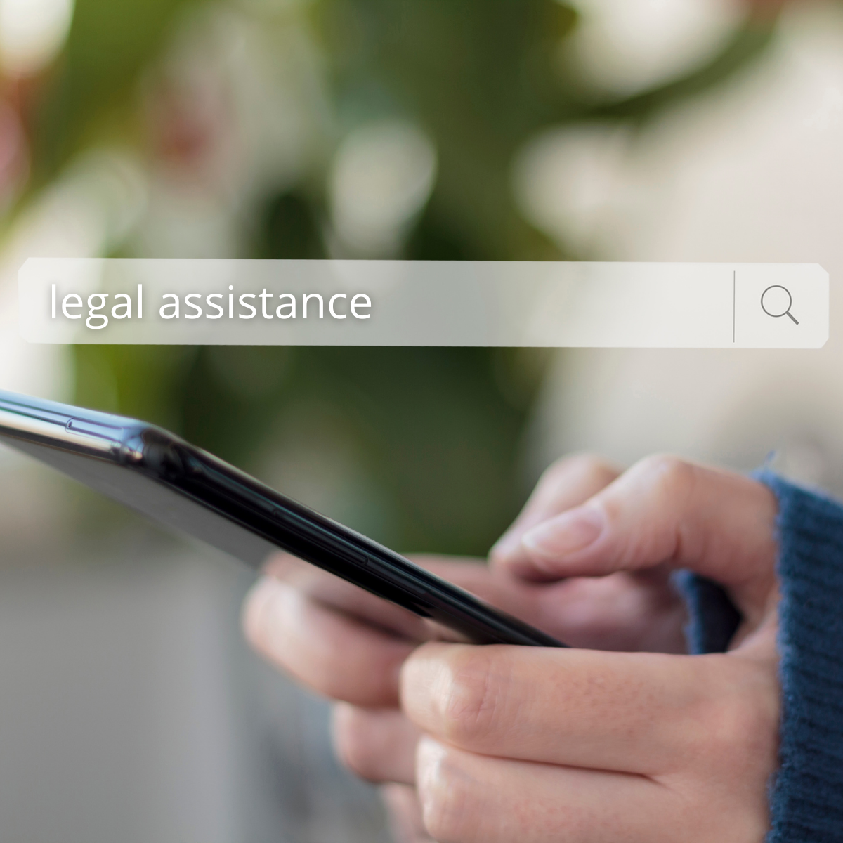 person searching for legal assistance online